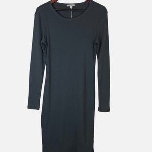 James Perse Gray Ribbed Dress Long Sleeves